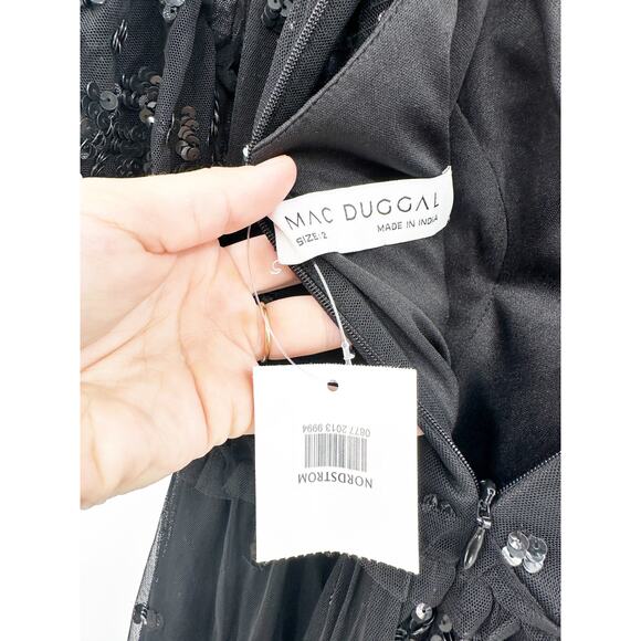 Mac Duggal 9143 Black Embellished High Neck Beaded Mini Dress 2 NWT - Picture 3 of 7